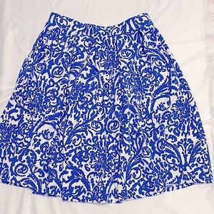 Adrienne Vittadini Blue and White Flared Skirt Size XS